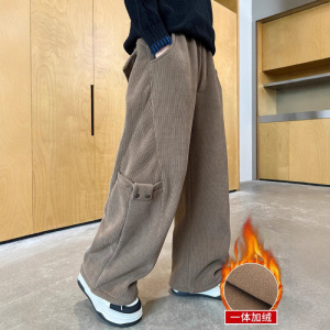 男童休闲裤子秋冬款新款冬季一体加绒加厚大儿童冬装灯芯绒裤