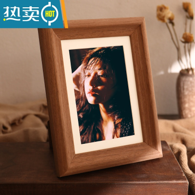 敬平相框摆台洗照片打印加定制高级感6寸7寸8寸10寸六寸做成画框实木 咖其纹木 6寸[内径10.3x15.3cm][可挂