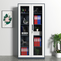 臻远文件柜办公柜钢制铁皮柜资料档案储物柜拆装窄边柜灰白色加厚款 通玻