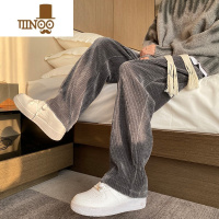 YANXU灯芯绒裤子男春ins百搭直筒宽松运动潮牌高街阔腿休闲长裤