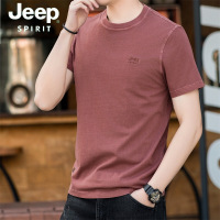 JEEP SPIRIT吉普2024春夏新款男士件染纯棉圆领半袖T恤水洗扎染短袖