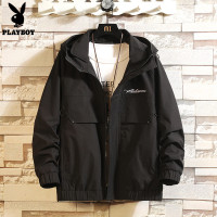 花花公子秋款男士连帽夹克衫潮流休闲帅气上衣青年常规外套男秋装