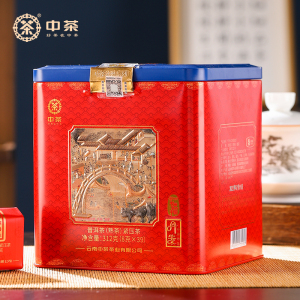 中茶丹朱普洱茶紧压茶熟普312g配手提袋 1803云南普洱茶叶中华老字号