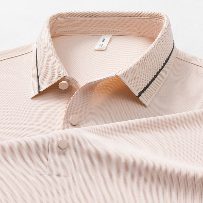 春夏新款男士短袖T恤简约翻领青年休闲舒适纯色透气薄款男装