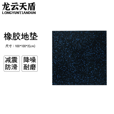 龙云天盾健身房地垫运动地胶垫室内减震防滑健身地垫环保隔音橡胶地垫100*100*2.5CM 黑蓝
