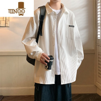 YANXU白色长袖衬衫男士潮牌肌理痞帅男生衬衣感日系休闲外套