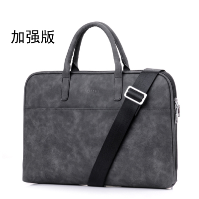 休旅J.QMEI时尚简约皮质电脑包14寸防水单肩笔记本包加强版黑色