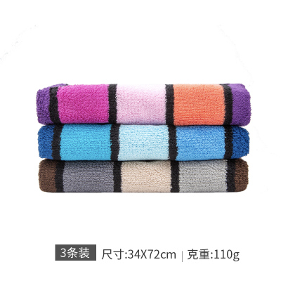 亚光(LOFTEX)毛巾家纺纯棉吸水柔软吸水擦脸百丽面巾3条装110g/条34*72cm681502混色34*72cm