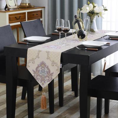 家柏饰(CORATED)欧式提花桌旗电视柜鞋柜茶几餐桌玄关旗长条桌旗布长条盖布可定做 黎曼菲-紫花 桌旗32*220cm