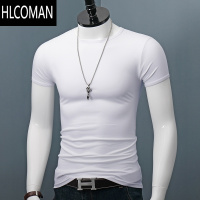 HLCOMAN夏季圆领短袖T恤男士修身大码纯色简约半袖上衣青年百搭打底