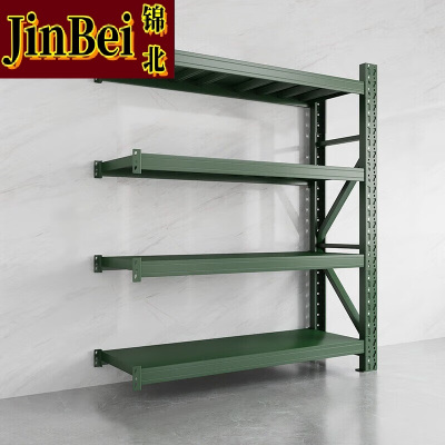 锦北货架仓储库房储物架军绿色四层副架350kg/层重型150*50*200cm
