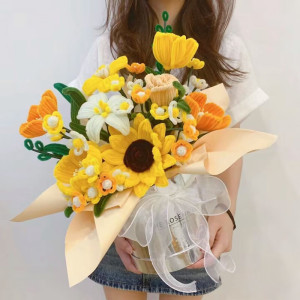 维诺亚手工编织花束diy材料包自制扭扭棒成品抱抱桶仿真花送女朋友闺蜜