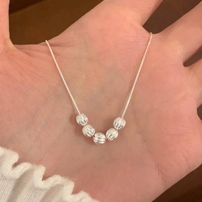 纯银南瓜转运珠项链女款2025新款高级感轻奢小众锁骨链女配饰送女朋友老婆情人节七夕生日礼物