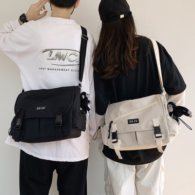 工装男士斜挎包潮牌ins日系学生单肩包男包背包女大容量斜跨书包