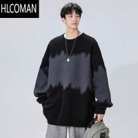 HLCOMAN圆领卫衣男2024新款秋季美式潮牌渐变色长袖t恤男生外套