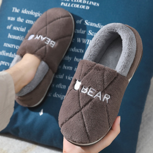 棉拖鞋男士冬季带后跟新款室内家居加绒毛毛保暖包跟棉鞋男款