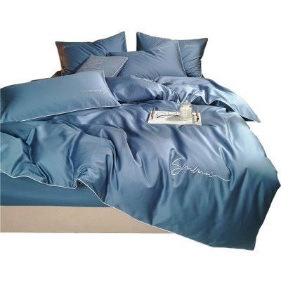 美帮汇现代风四件套简约60支长绒棉被套全棉全棉 欧式床单一米八床床笠