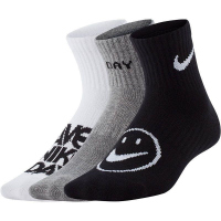 NIKE耐克袜子运动休闲舒适透气大童中筒袜三双装CU8129-902 D