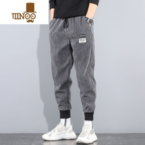 YANXU灯芯绒裤子男士新款潮流运动裤ins潮牌个性宽松束脚休闲卫裤