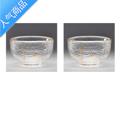 YICHENG日式金边锤纹清酒杯梅子酒杯果酒白酒杯小杯子米酒一口杯女生茶杯初雪杯两个-