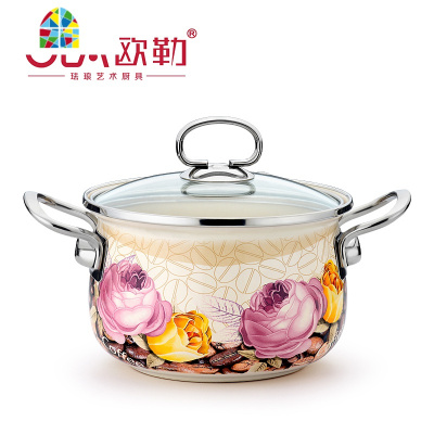 锅大汤锅家用珐琅瓷双耳奶锅煲汤炖烧煮锅电磁炉加厚汤锅 FENGHOU 舞动青春24汤锅:送刨刀+百洁布