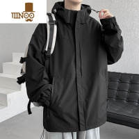 YANXU外套男士秋季潮牌工装可拆卸帽冲锋衣款休闲男装衣服防风夹克