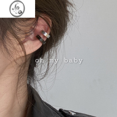 JiMi极简耳夹耳骨夹 韩国简约基础百搭无耳洞圆圈圆形黑色男女同款ins