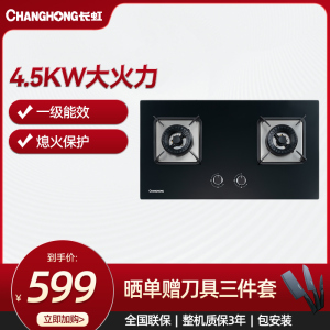 长虹(CHANGHONG)4.5KW方盘全保洁不锈钢双腔炉头家用燃气灶具液化气 JZY-B258