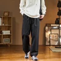 [2.5折价99元]唐狮春秋季新款休闲裤宽松直筒工装裤男生裤子男黑色潮牌