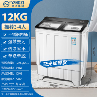 扬子集团12KG大容量双桶双缸波轮洗衣机 家用宿舍出租房12公斤升级款 黑色(玻璃盖板+不锈钢内桶+蓝光净衣)