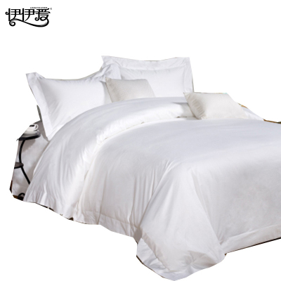 伊伊爱 纯棉贡缎纯白宾馆三件套