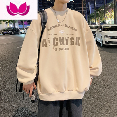 七斓美式卫衣男生款无帽圆领潮牌复古高街oversize情侣上衣服