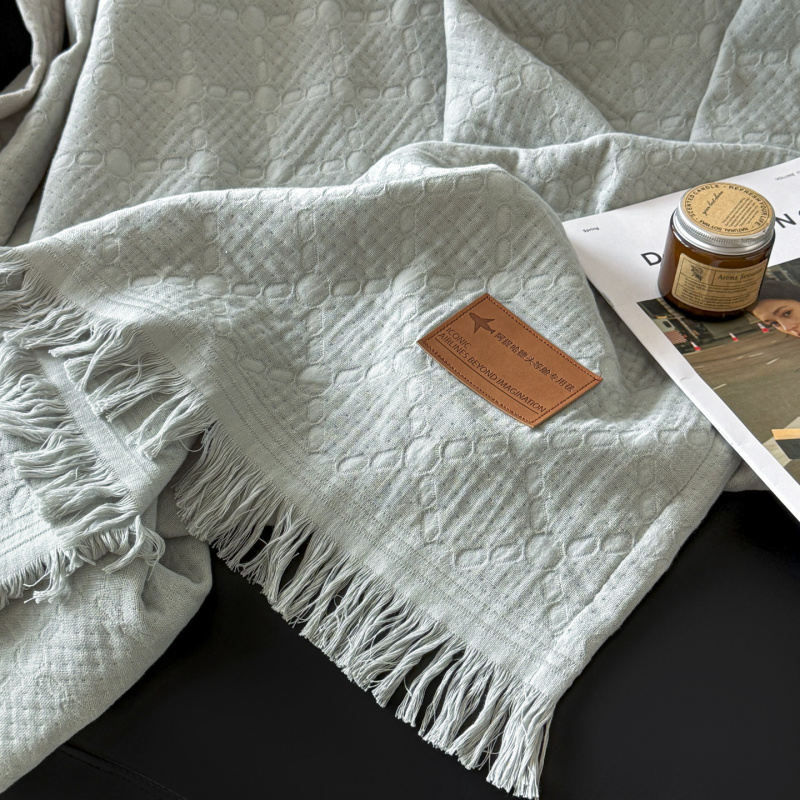 A类全棉纱布流苏盖毯沙发午休毯子办公室午睡毯纯棉多功能空调毯