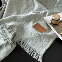 A类全棉纱布流苏盖毯沙发午休毯子办公室午睡毯纯棉多功能空调毯