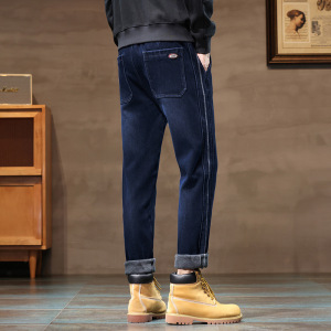 春秋加绒品质牛仔裤男士潮流时尚长裤男高密不绒舒适休闲裤男款