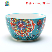 4.5英寸小碗吃饭碗创意个性小汤碗陶瓷 手工手绘美式田园家用餐具 FENGHOU 兰草4.5英寸高脚碗