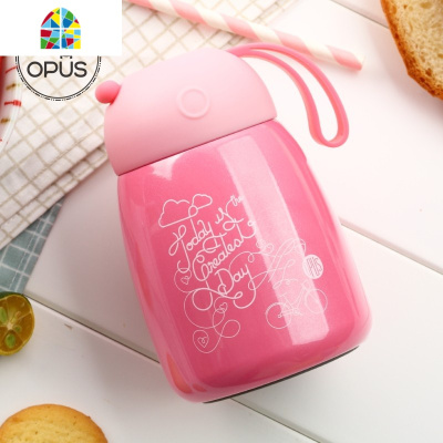 保温杯女小巧便携保冷学生儿童人气迷你可爱不锈钢大肚水杯子 FENGHOU 萌萌黄