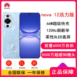 华为nova12 活力版 冰雪蓝 512GB 66W超级快充 120Hz刷新率 前置6000万超广角拍照 华为手机
