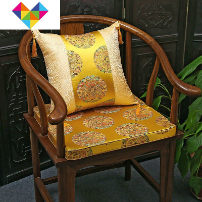 红木沙发坐垫新中式客厅四季通用中国风圈椅太师椅防滑椅垫可拆洗五龙团金定制落手枕15*15*60cm御蓝锦