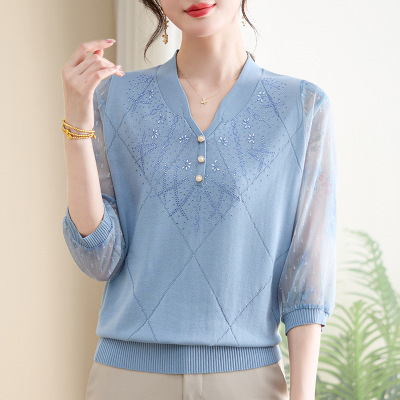 新款夏季洋气小衫中老年女装时尚中年妈妈装上衣夏款衣服七分袖女