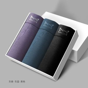 猫人男士内裤莫代尔柔棉平角裤U凸囊袋高弹透气多色可选 3条装