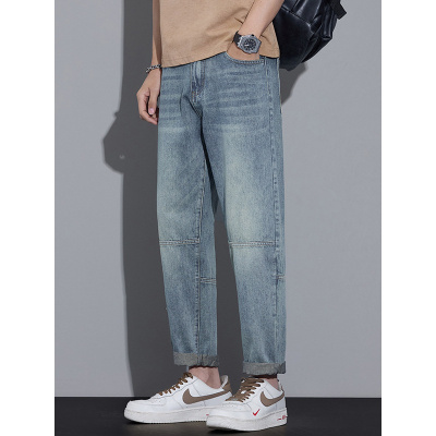 重磅水洗男士牛仔裤港风复古宽松哈伦裤 青年休闲老爹裤 新款