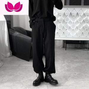 七斓抽绳束脚西装裤直筒宽松韩版休闲长裤垂感工装裤子男夏季