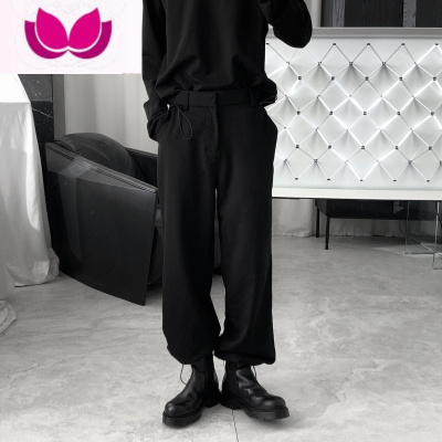 七斓抽绳束脚西装裤直筒宽松韩版休闲长裤垂感工装裤子男夏季