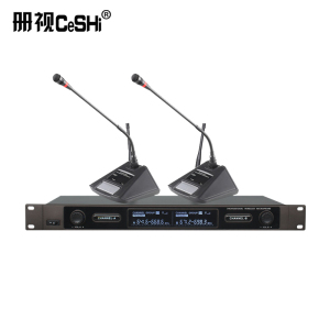册视监控配件跳频U段无线麦克风一拖二(配会议鹅颈式话筒)C-100套