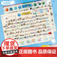 北斗地图)高清2张儿童地理百科**世界简史(水晶版)学生专用新版全国地图墙贴大尺寸挂画小学生书房地理知识挂图客厅背景墙大
