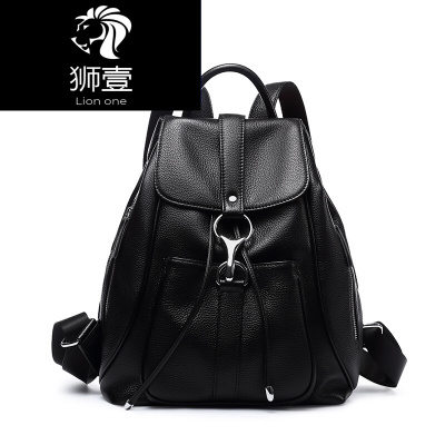 狮壹（Lionone）轻奢品牌ins超火的双肩包女2019新款学生韩版真皮百搭时尚街头潮流背包女
