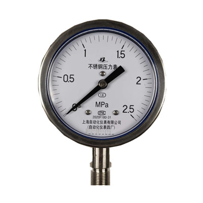 上自仪不锈钢/隔膜压力表Y-100BF 接口M20×1.5 量程0-2.5Mpa带三色环