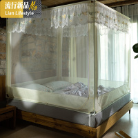 新款蚊帐蒙古包儿童防摔坐床1.5米1.8m1家用1.2床公主风支架纹账 三维工匠