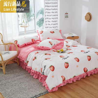 空调被夏凉被花边可机洗水洗棉薄被子三四件套学生单双人寝室夏被 三维工匠